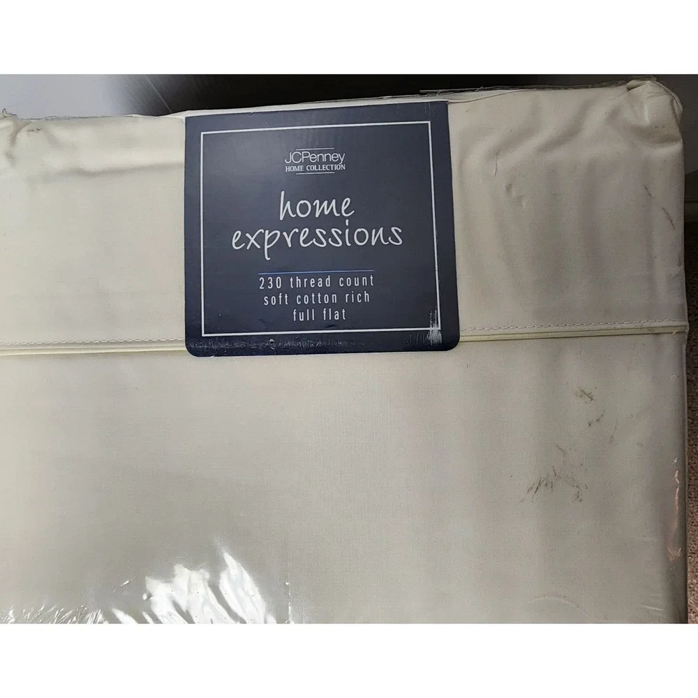 J C‎ Penney Home Collection Home Expressions Full Flat Sheet Ivory 230 TC